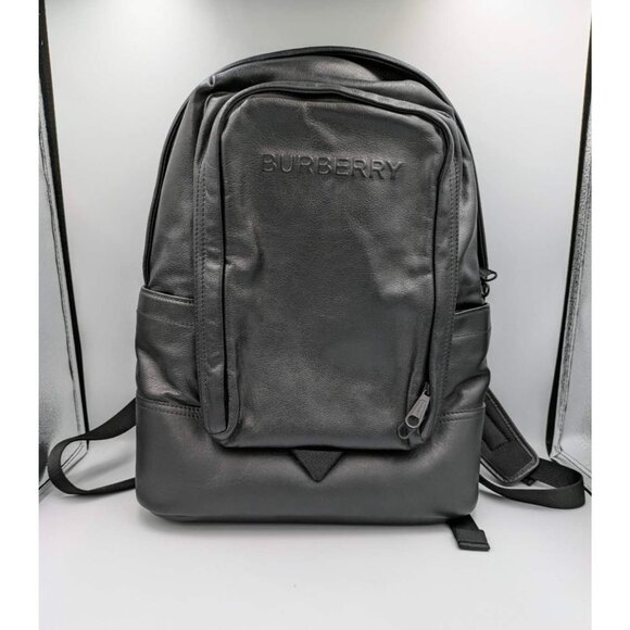 Burberry Large Jack Biker Logo Embossed Leather Backpack Black 8038261 - Picture 3 of 16